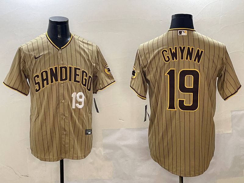 Men San Diego Padres #19 Gwynn Brown Stripe Game 2025 Nike MLB Jersey style 4->san diego padres->MLB Jersey